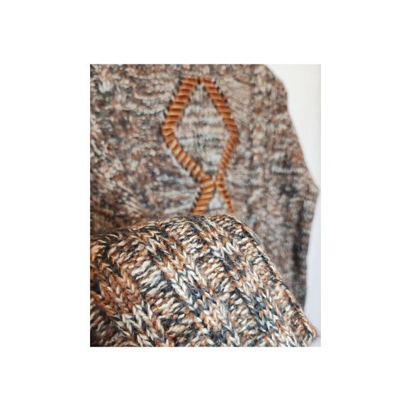 GeeGee Vintage Marled Knit Sweater Brown Black Cream Medium - Picture 7 of 8